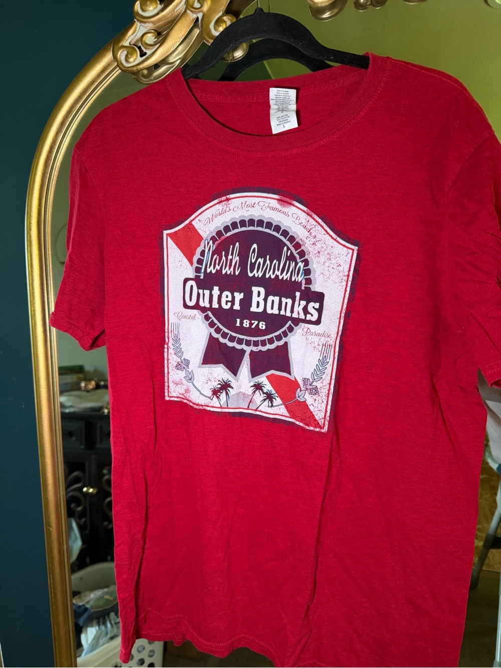 Red North Carolina OBX PBR-Inspired Graphic Tee, L